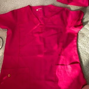 Pink scrubs- top and bottom